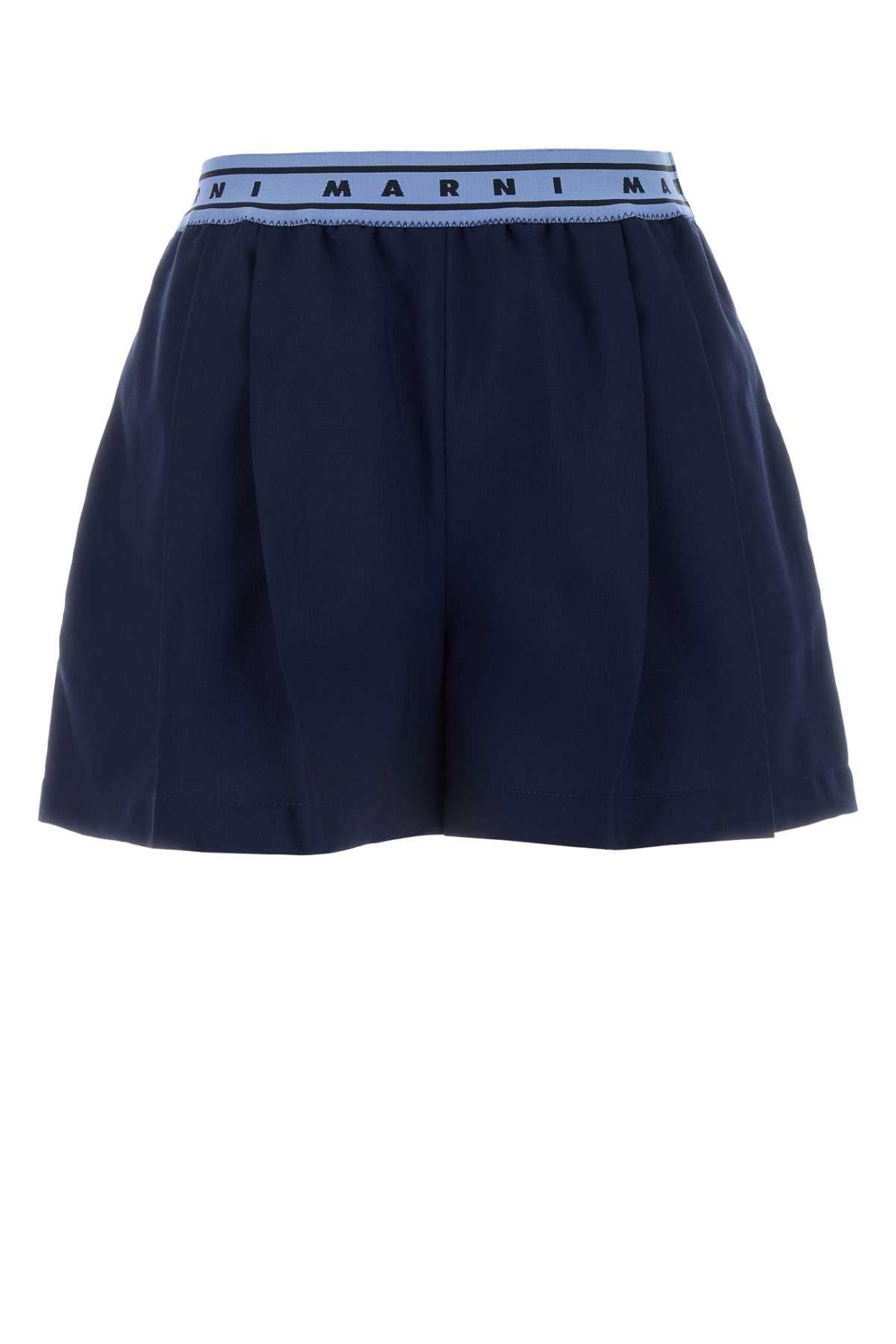 Marni マルニネイビーブルーウールショーツ - Image 4