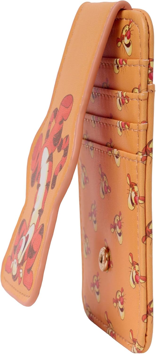 Disney Tarjetero para mujer, delgada, compacta, cartera, crédito, pequeño viaje a presión, Tigger Naranja, Tarjetero