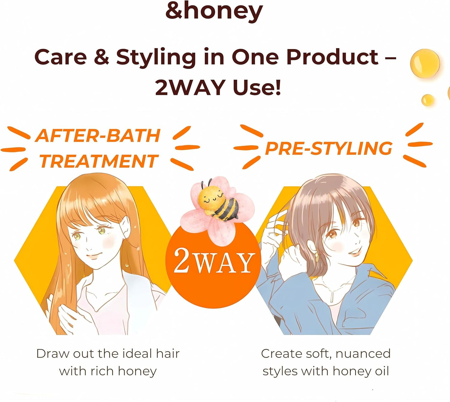 &honey Melty Moist Repair Hair Oil 3.0, 3.4 fl oz (100 ml), For Wavy Hair