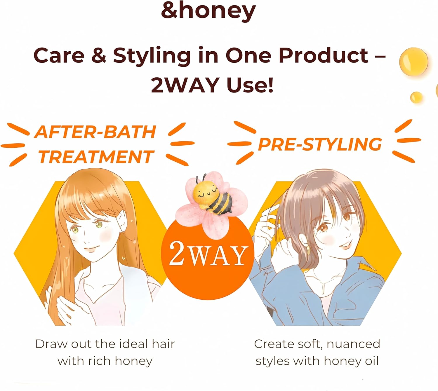&honey Melty Moist Repair Hair Oil 3.0, 3.4 fl oz (100 ml), For Wavy Hair