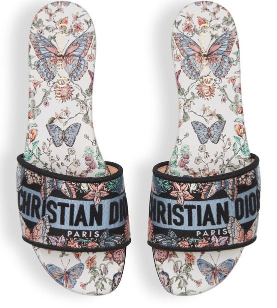 DIOR Dway slides embroidered cotton and Toile de Jouy Papillon motif - Image 4