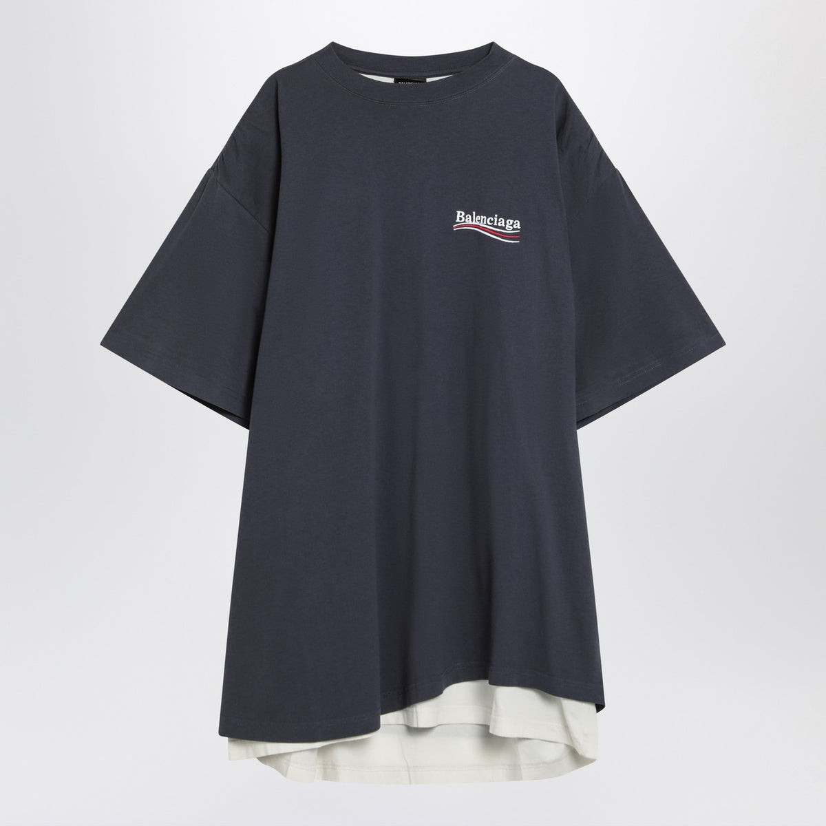 Balenciaga バレンシアガダブルTシャツ政治キャンペーンネイビー/ホワイト - Image 4