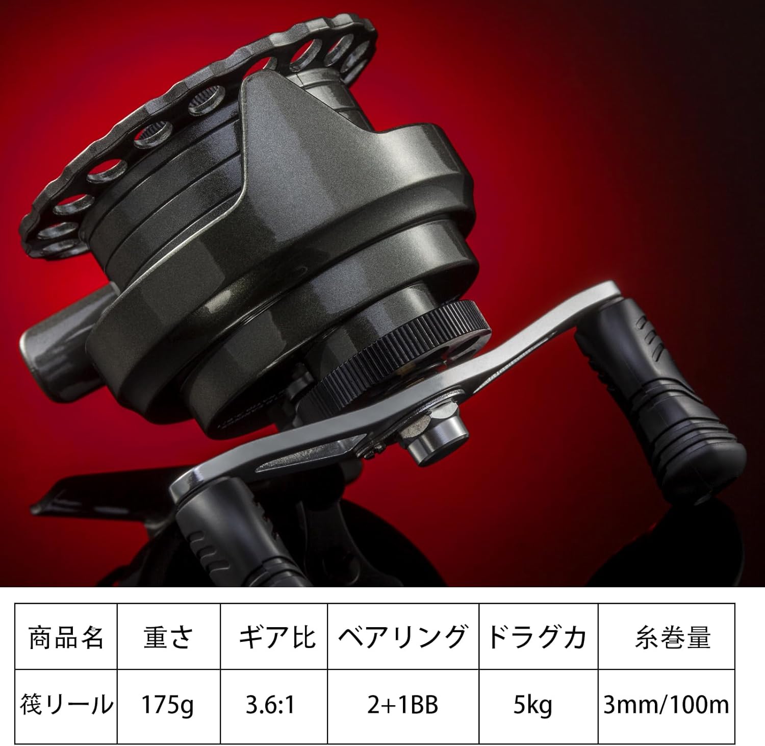 Chinu Reel, Raft Reel, Squid Reel, Cassette Fishing, Raft Fishing, Drop Gear Ratio, 3.6:1, Drag Force, 11.0 lbs (5 kg), Rock Fishing, Ice Fishing, Premium Lightweight, Left/Right Spool