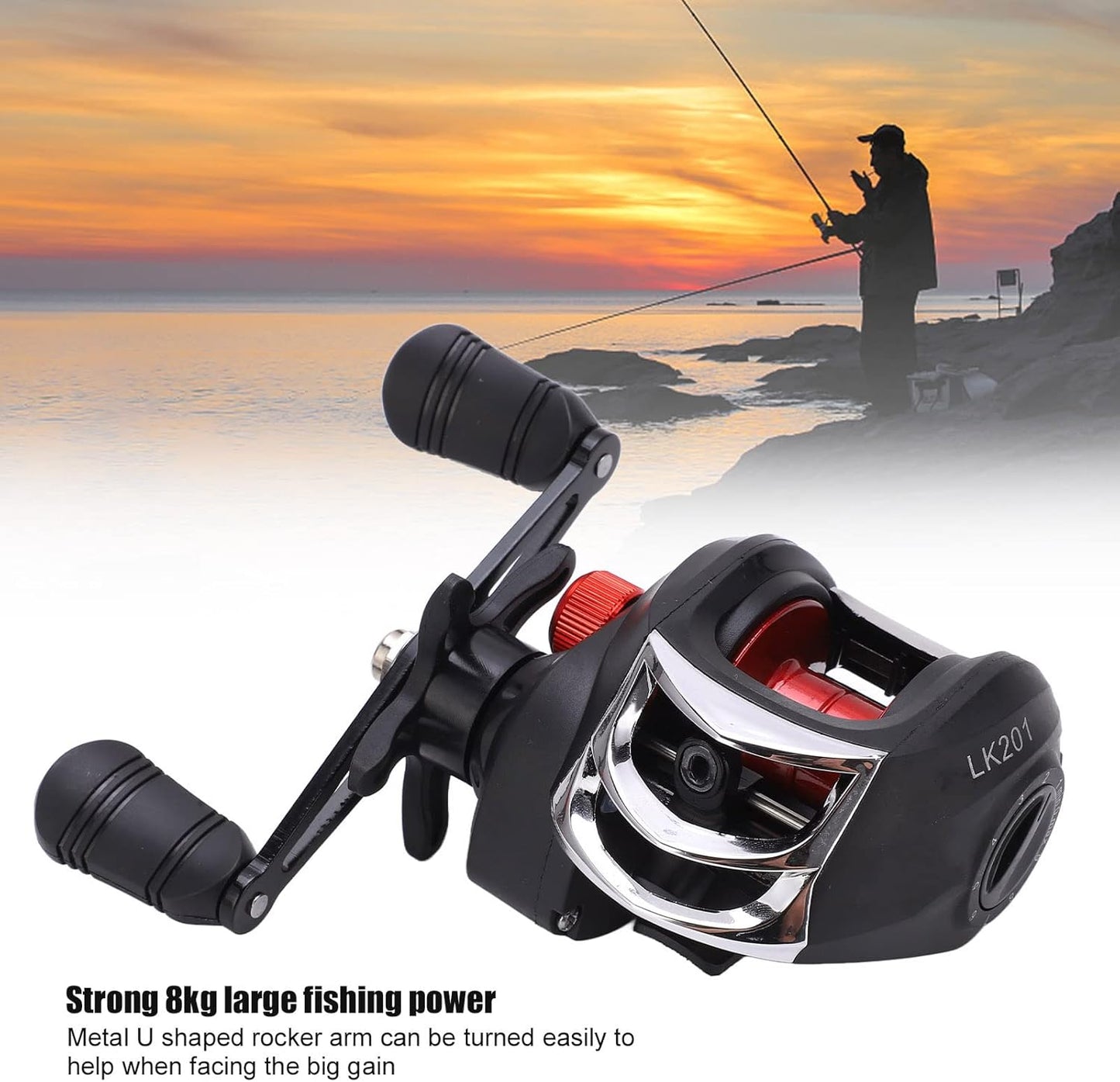 Fishing Reel Fishing Reel 7.2:1 Gear Ratio Easy Operation Lightweight Abrasion Resistant with 18+1BB Bearings U Shaped Rocker Arm Saltwater Freshwater Reel Casting Ice Fishing Boat Fishing Raft
