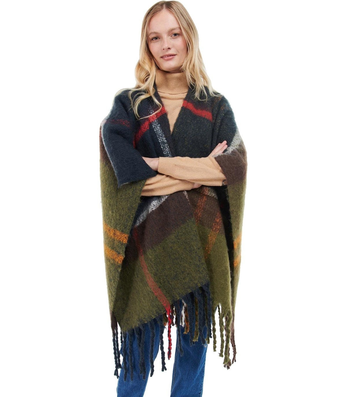 Barbour Barbour Isla Boucle Tartan Green Blue Cape - Image 4
