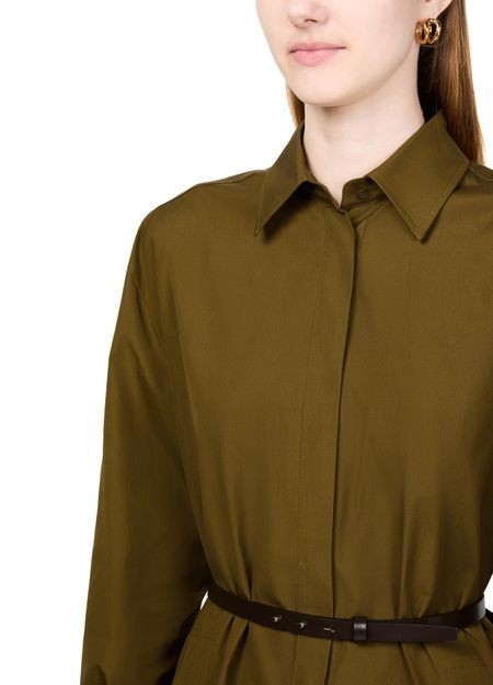 MAX MARA Alcade コットンポプリン レザーベルト付き シャツワンピース - Image 4