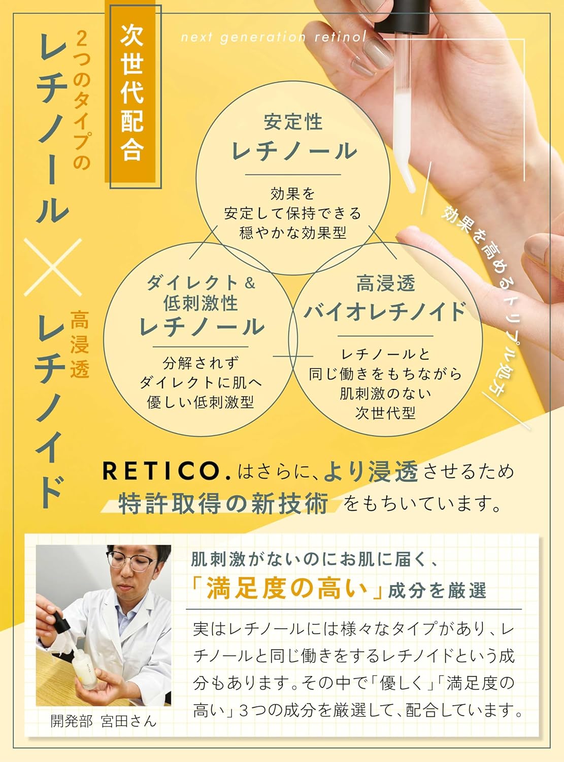 RETICO EW Essence I Next Generation Retinol Serum, Made in Japan, Sensitive Skin, High Penetration, Pores, Dullness, Haritsuya