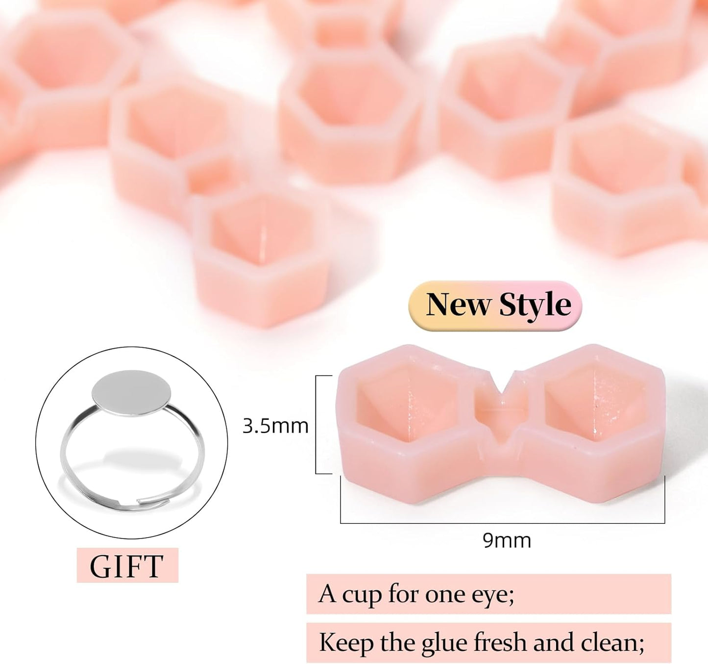 UAKEREDまつげエクステンションゴムカップ200個菱形ミニまつげゴムラック二重穴まつげ接ぎ木供給