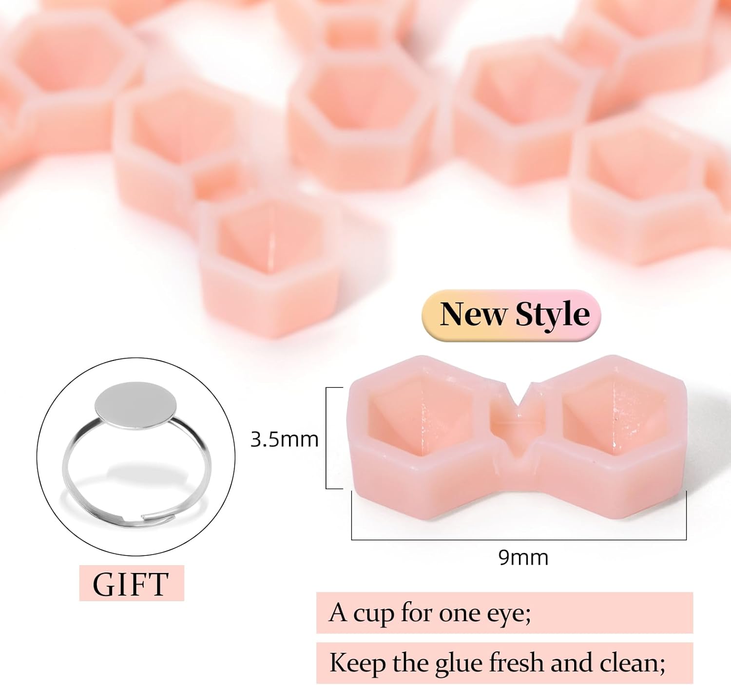 UAKEREDまつげエクステンションゴムカップ200個菱形ミニまつげゴムラック二重穴まつげ接ぎ木供給