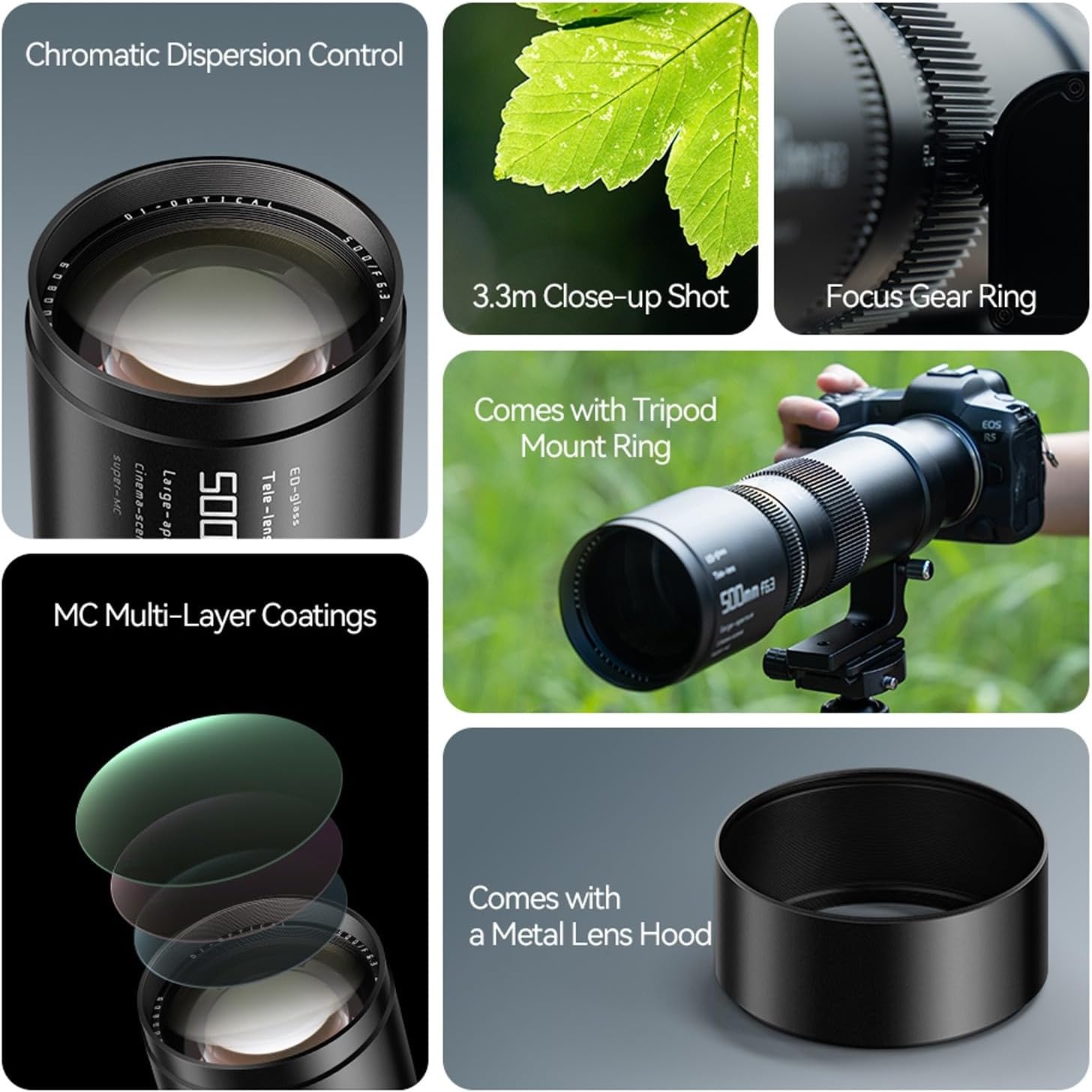 TTArtisan 500mm F6.3 Full Frame Manual Focus Super Telephoto Lens for Sigma Leica Panasonic L Mount Camera FP FPL T TL TL2 CL S5 S5K S5C
