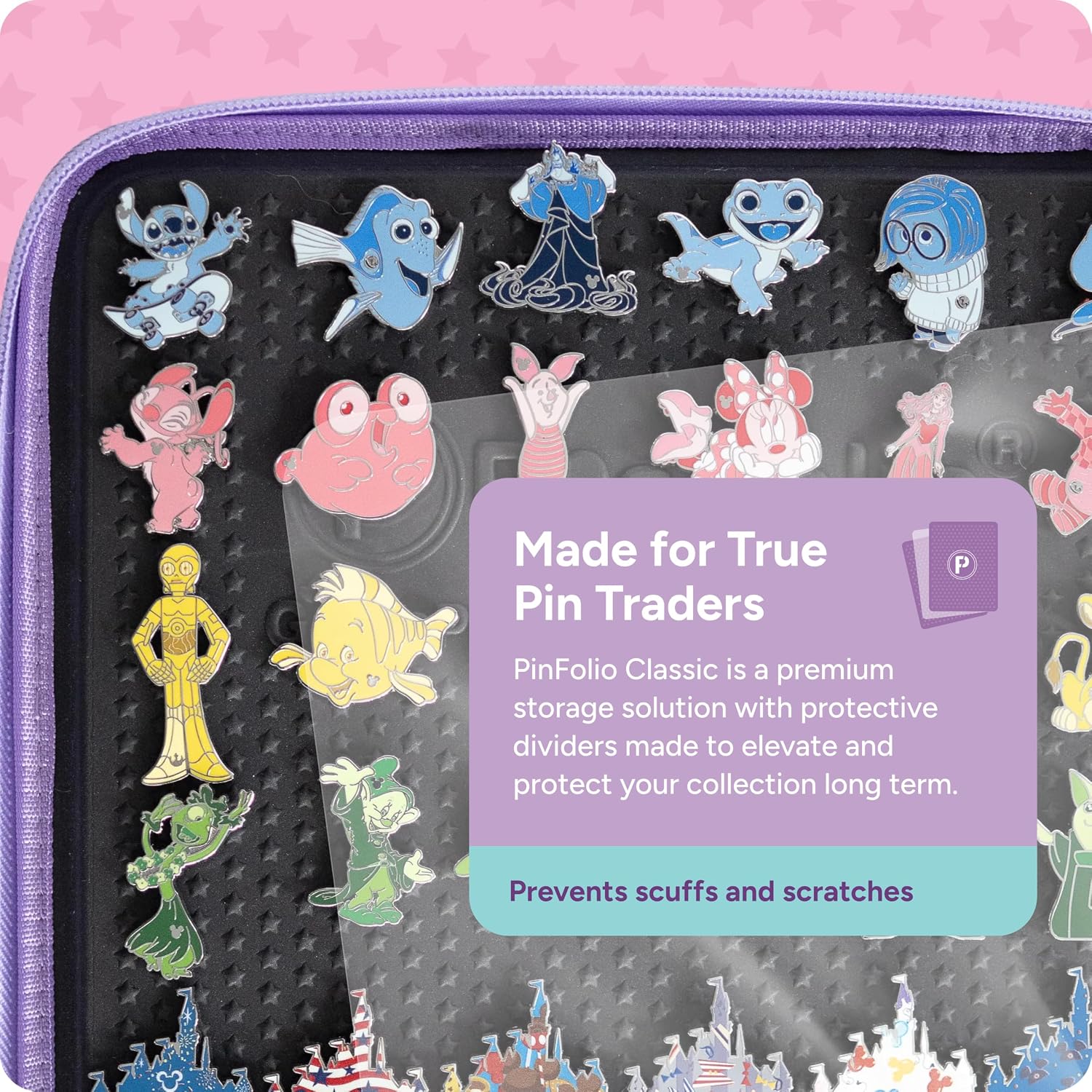 PinFolio Maxx - Libro de almacenamiento con pines delgados para pines y pines esmaltados de Disney, con capacidad para 120 pines de 1 pulgada (negro)