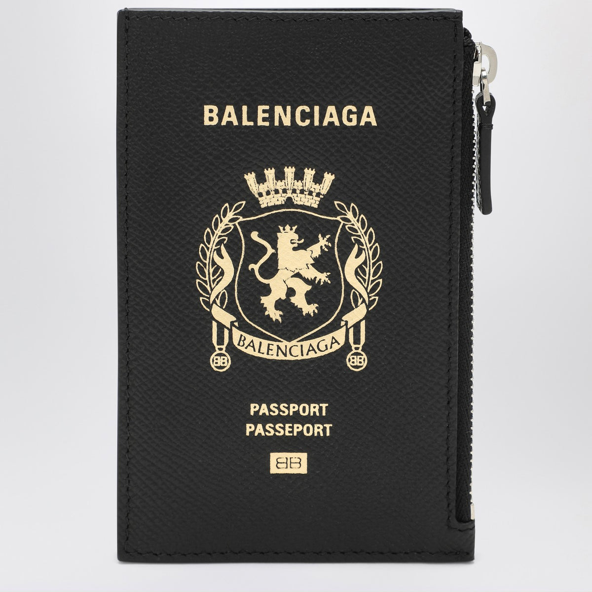Balenciaga バレンシアガブラックレザーパスポートホルダーとウォレット - Image 4