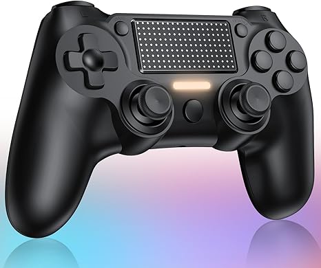 P4 コントローラー ワイヤレスコントローラー 無線 Bluetooth接続 1000mAh 遅延なし 二重振動 ジャイロセンサー機能 重力感応 高耐久ボタン ゲームパット ヘッドフォンジャック付き P4/P3/PC対応 日本語取扱説明書 (Black)