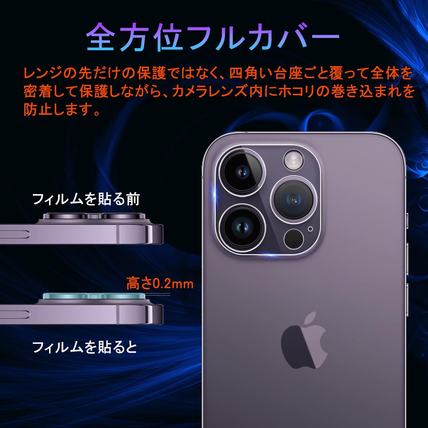 iPhone 14pro / iPhone 14proMax Camera Film Lens Film [Nippon Asahi Glass Anti-Fingerprint Anti-Bubble Shatterproof Scratch Resistant Dustproof] iPhone 14pro / iPhone 14proMax Camera Protection Lens