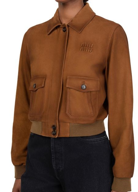 MIU MIU Crop suede aviator jacket - Image 4