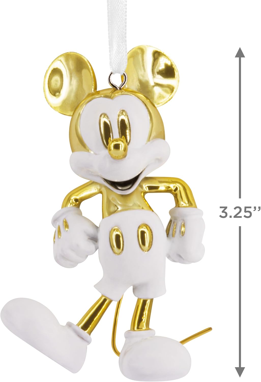 Hallmark Adorno de Navidad exclusivo, adorno de Mickey Mouse blanco y dorado, cerámica, regalos para fanáticos de Disney