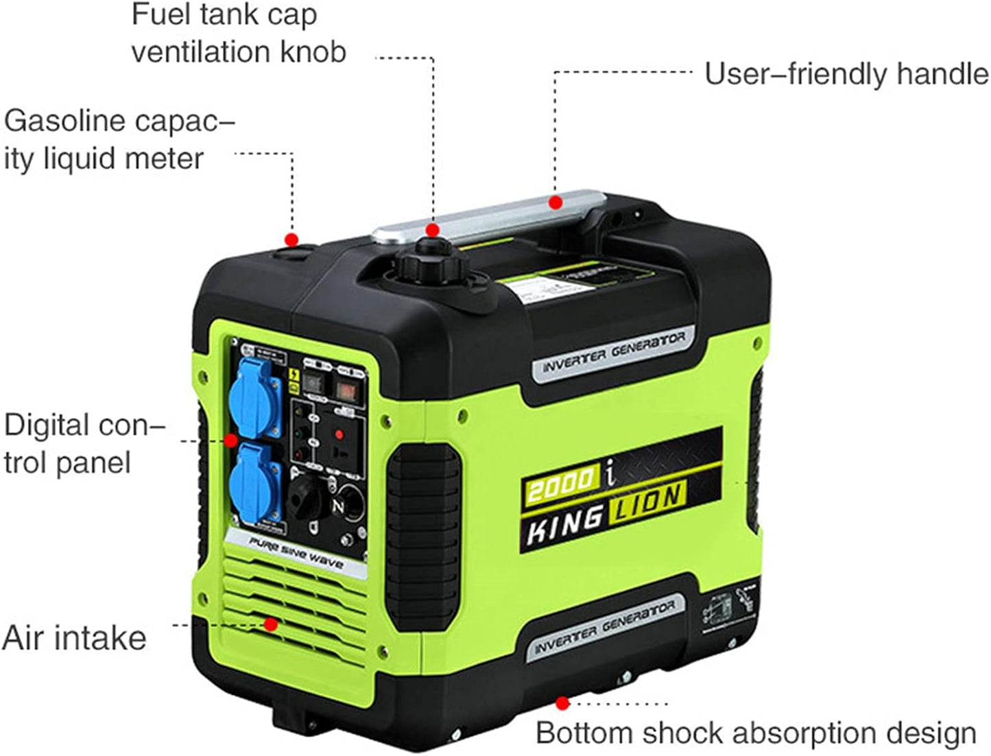 2000w Digital Variable Frequency Gasoline Generator Portable Low Noise Home Gasoline Generator/Emergency Power Supply