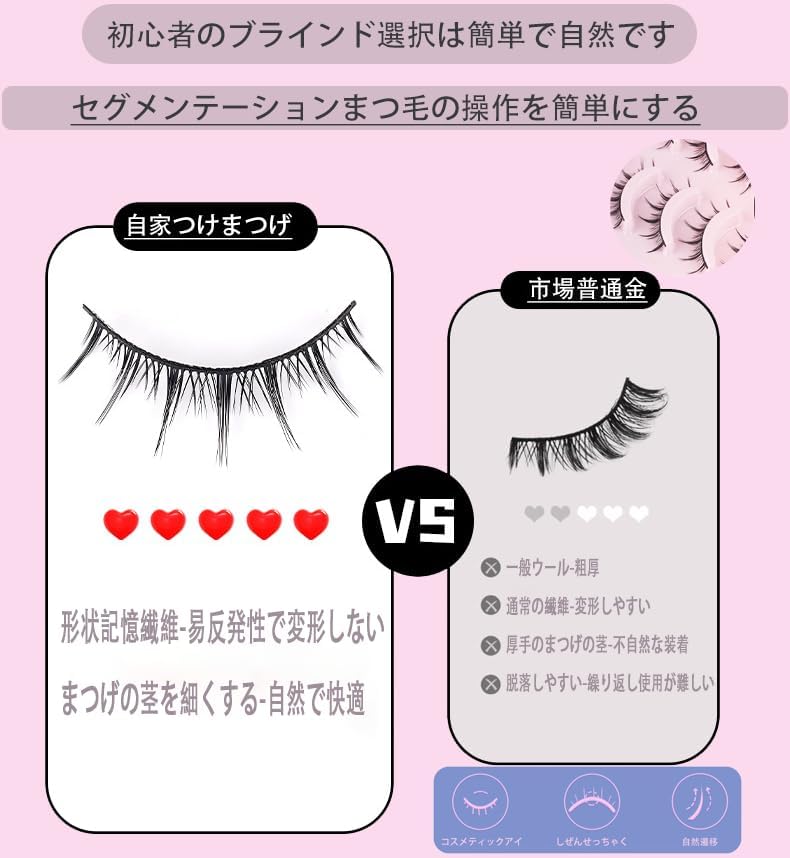 Set of 10 Pairs False Eyelashes, Small Devil Style, Bunch, Natural, Black Natural Axis, Soft Core, Ultra Lightweight, Soft, Handmade, Reusable, Thin Makeup, Daily Makeup, Popular, For