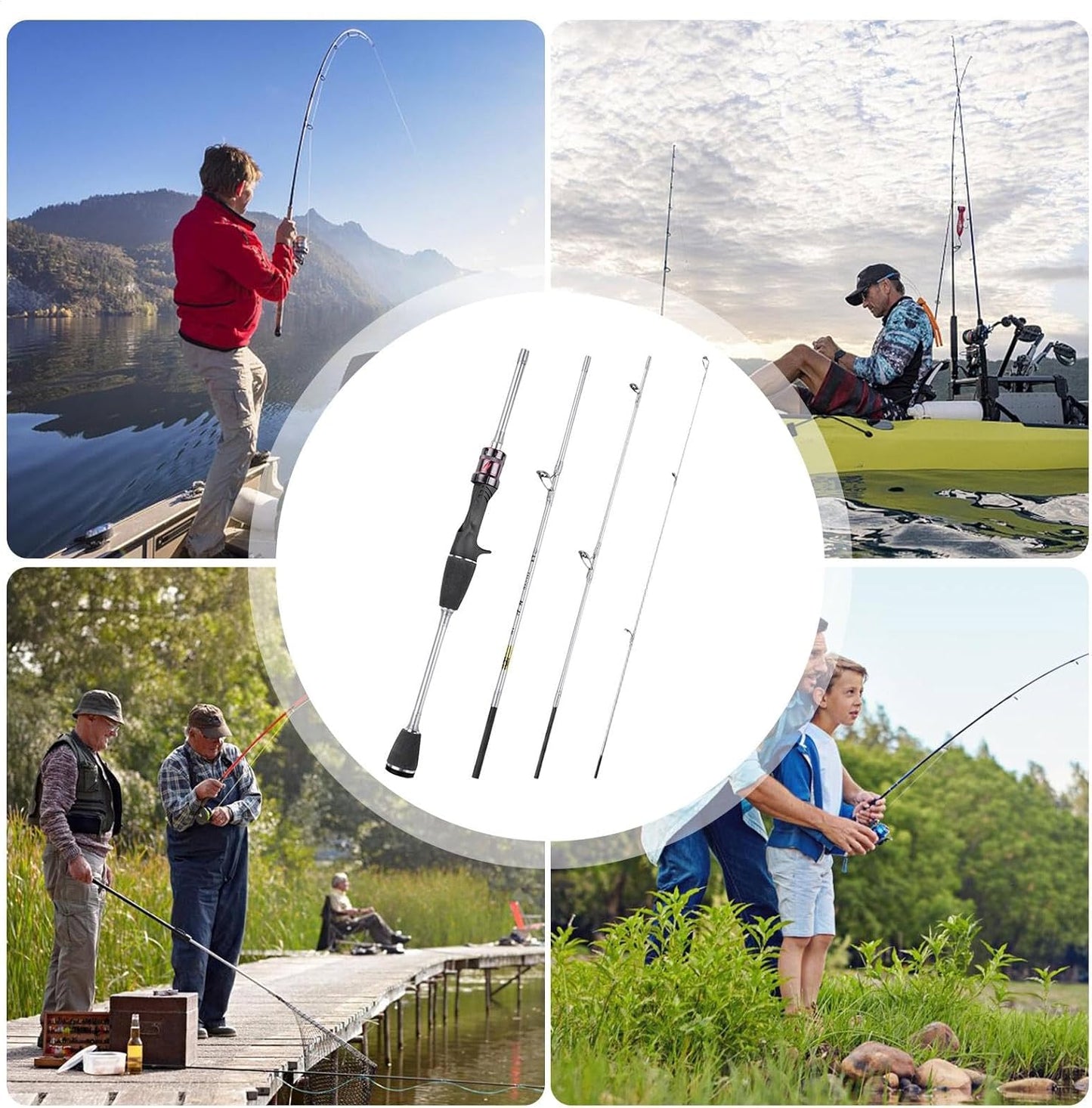 Travel Fishing Pole, Baitcasting Rod | Carbon Fiber Saltwater Surf Fishing Rod | Outdoor Fishing Equipment [Video Included] Carbon Short Pole, Injection Microbial Lure Rod, Ultra Lightweight, Portable