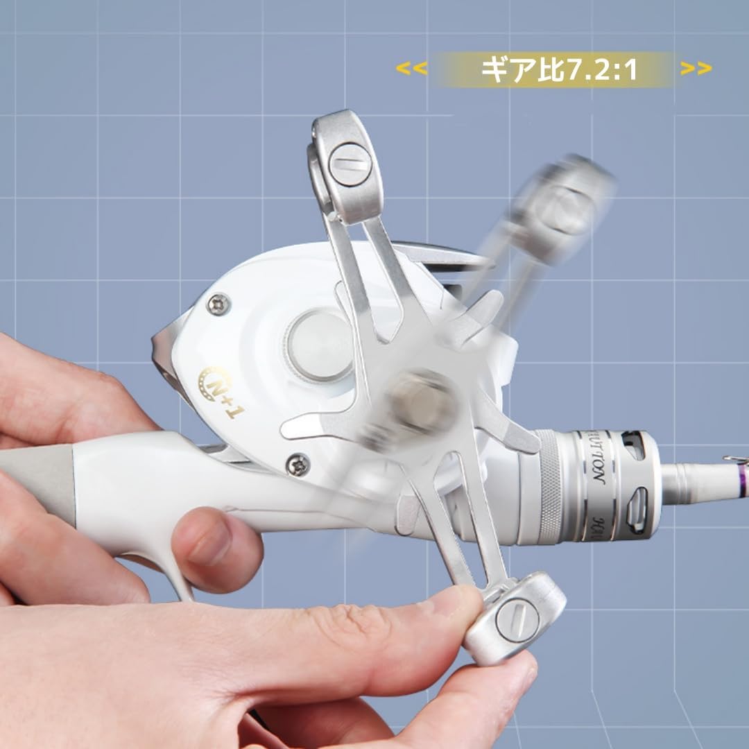 ritutou Bait Reel, White, Left/Right Handle, 7.2:1 Gear Ratio, Light Weight 222g 4+1BB Magnetic Brake, Fishing Reel