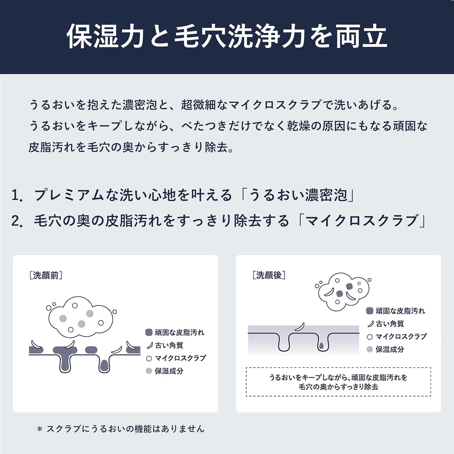 Astalift Men Monom Facial Cleanser, For Men (Moist Dense Foam & Microscrub), Moisturizing, Pore Care, Scrub, Wash, Moisturizing, Face Foam, Monom
