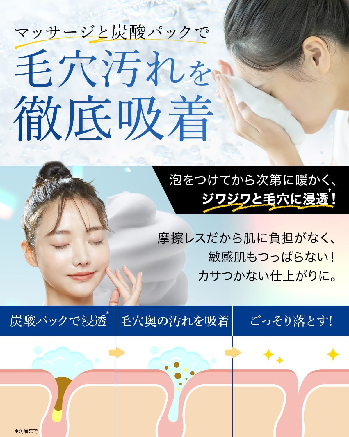 Anella White Carbonated Facial Cleansing Pore Cleansing Foaming Face Wash [Pores x Darkening x W Care x 5.3 oz (150 g)