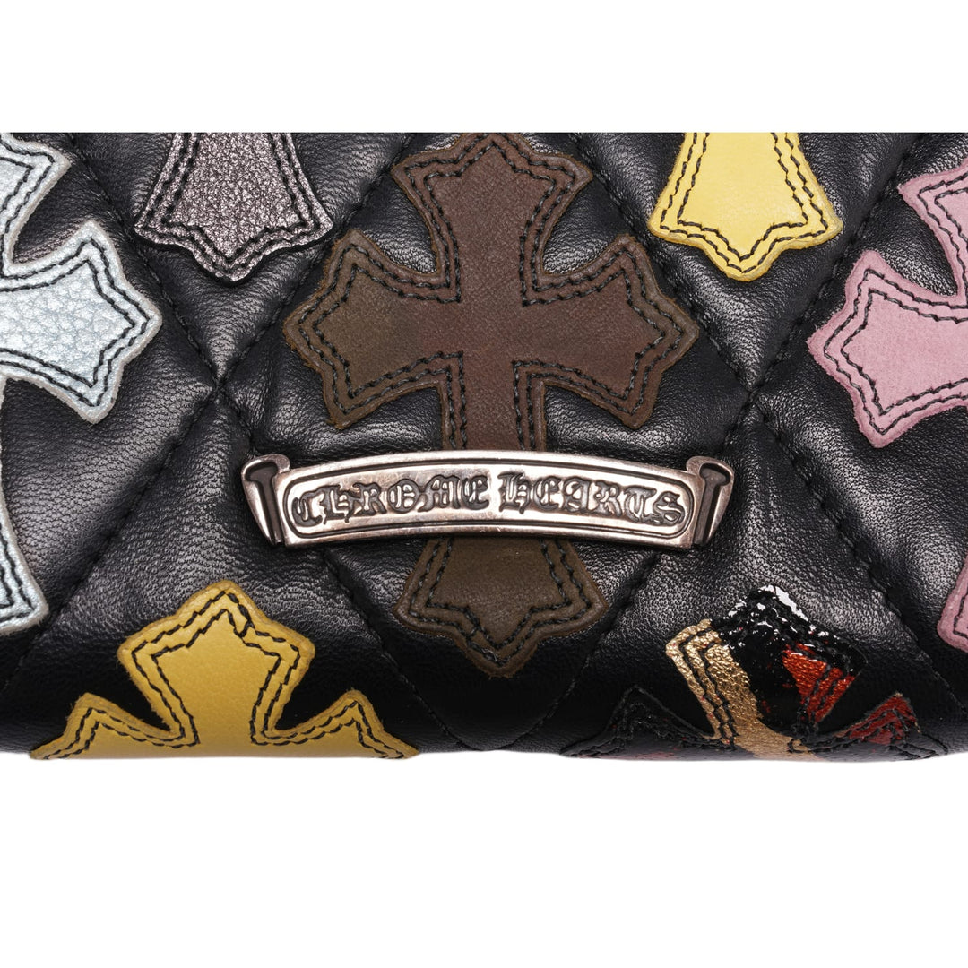 CHROME HEARTS 'MULTICOLOR CROSS PATCH' BLACK WALLET