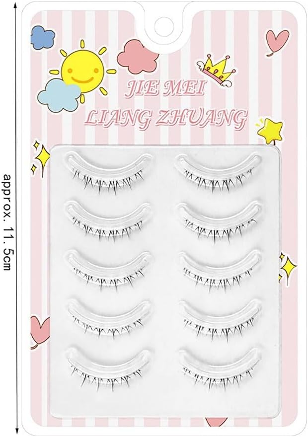 5 Pairs Transparent Stem Bottom False Eyelashes Soft Full Pair DIY One Piece False Eyelashes Small Devil Eyelash Extensions Beauty