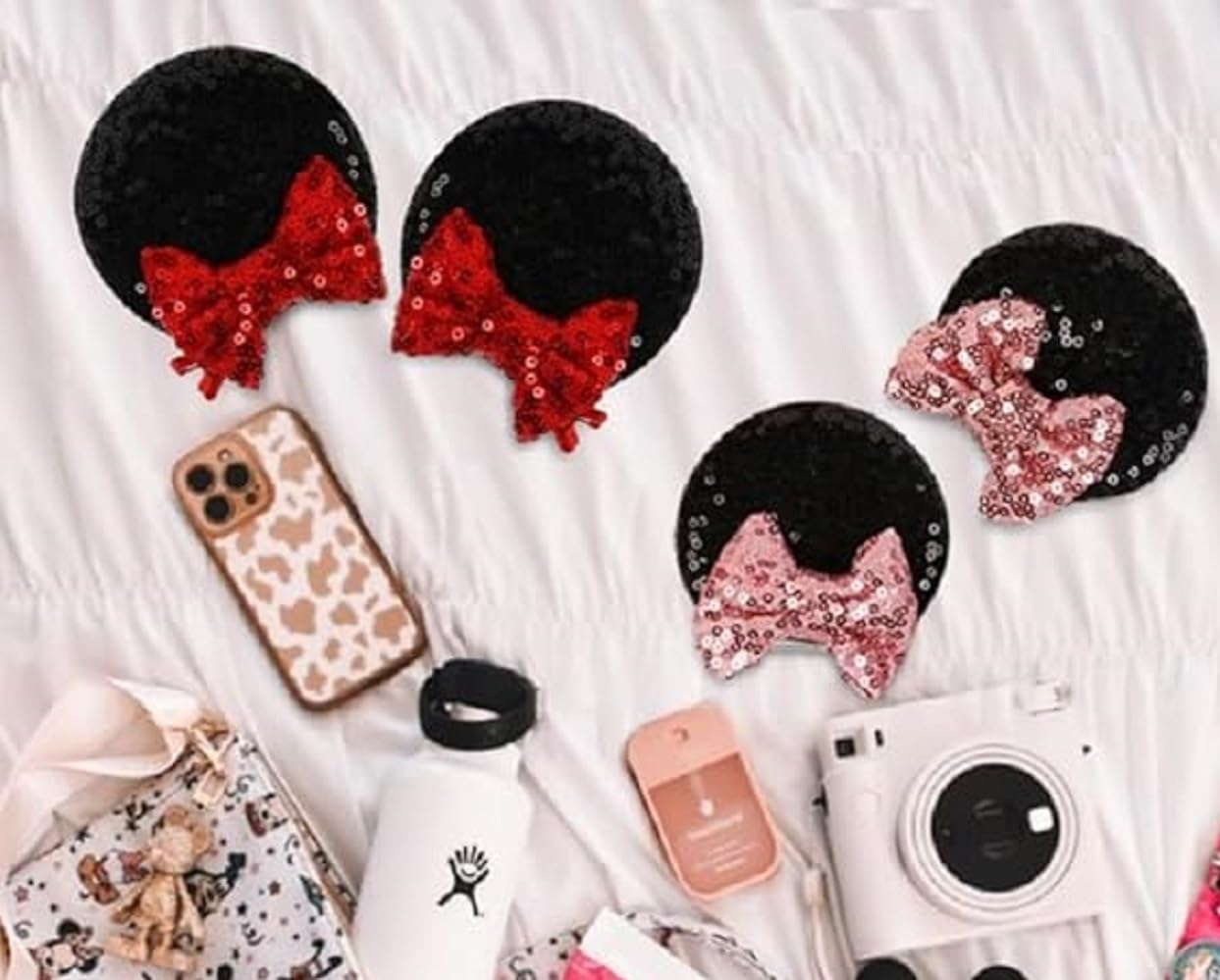 Clips de Lazos para el Cabello con Orejas de Ratón, Paquete de Orejas de Ratón con Brillantina, Bonitos Lazos para el Cabello, Accesorios para el Cabello para Mujeres, Disfraz, Favor de Fiesta de