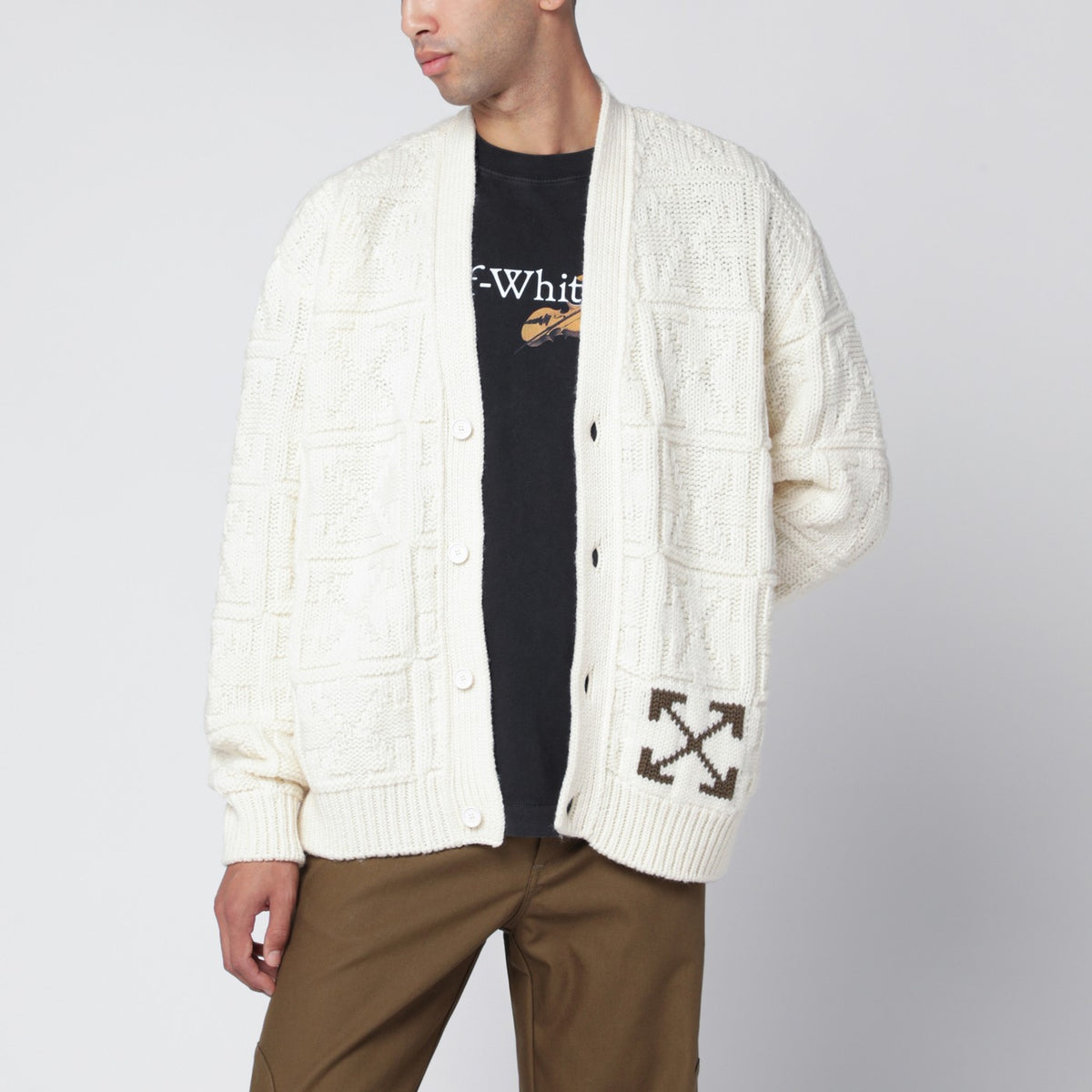 Off Off White™ クリーム カーディガン アロー モチーフ インターシャ - Image 4