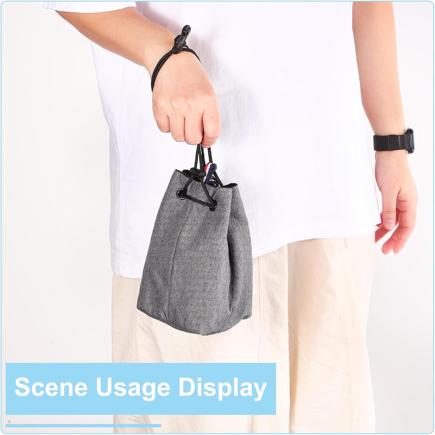 PATIKIL Drawstring Camera Bag 6.69"x4.72"x0.12" Waterproof Camera Drawstring Shoulder Bag with Camera Strap for Nikon DSLR Camera Lens Green