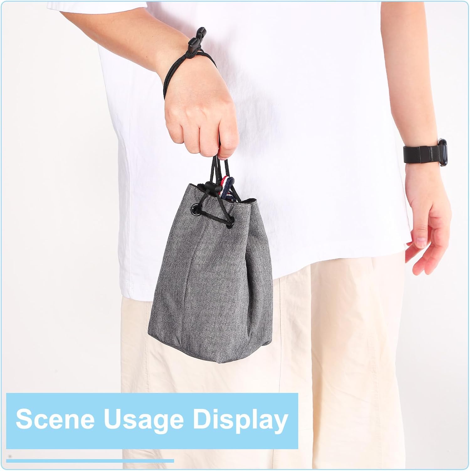 PATIKIL Drawstring Camera Bag 6.69"x4.72"x0.12" Waterproof Camera Drawstring Shoulder Bag with Camera Strap for Nikon DSLR Camera Lens Green