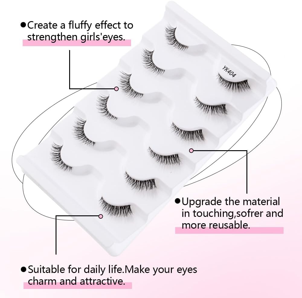 Daily Short 5 Pairs False Eyelashes Fake Mink Eyelashes Ultra Thick Daily Makeup Stage Eyelashes (YK404)