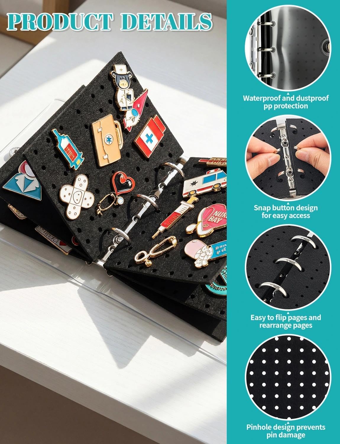 2 unids Mini esmalte Pin Display Book Portable Pin Trading Book Organizador caso | Mini tablero de pines con páginas protectoras, carpeta compacta para mostrar insignias, broches, colecciones de joyas
