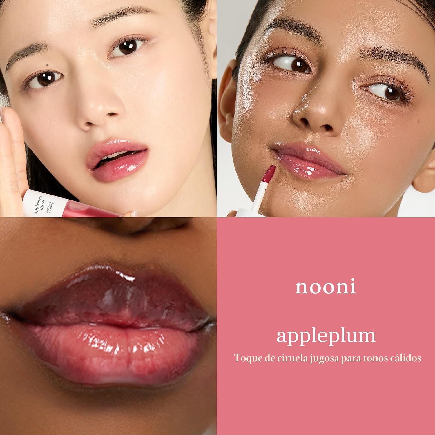 NOONI - Aceite coreano para labios, de larga duración, hidratante, revitalizante para labios secos, impermeable, relleno de calcetines para niñas adolescentes, 0.12 fl.oz, Appleplum