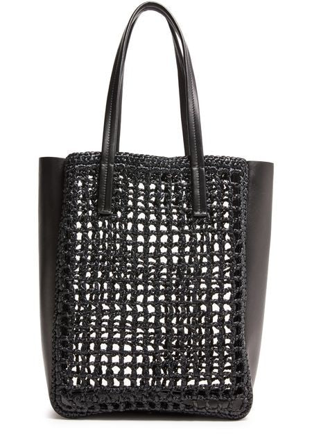 KHAITE Zoe small leather raffia tote bag - Image 4