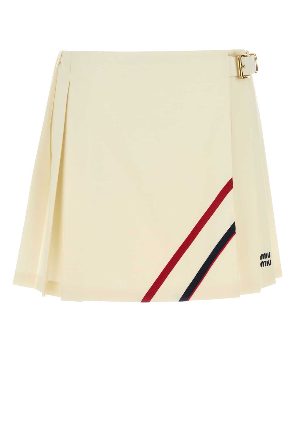 Miu Miu Miuクリームキャンバスミニスカート - Image 4