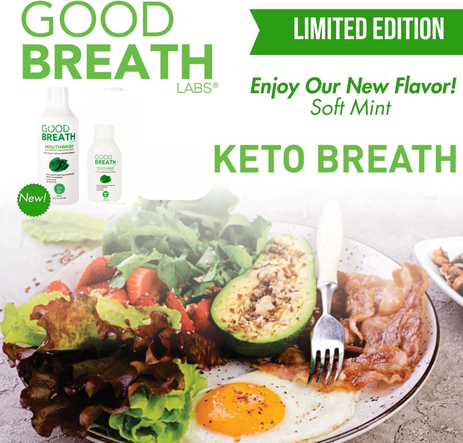 Goodbreath - Enjuague bucal de menta para halitosis crónica - Nueva tecnología de ozono enjuague oral - Tratamiento de halitosis y neutralizador del mal aliento - Enjuague bucal para enfermedades de