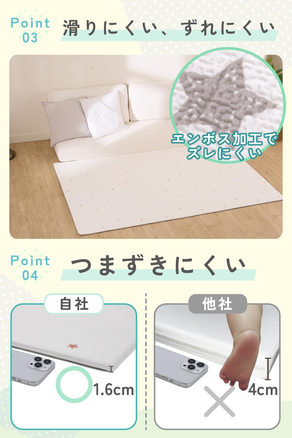 Popomi Mochi Play Mat Baby Mat (Supervised by Nursery Teacher & Pregnant Woman Manipulative Teacher) | Soft, Antibacterial, Double-Sided, Noise Prevention, Anti-Slip, Waterproof