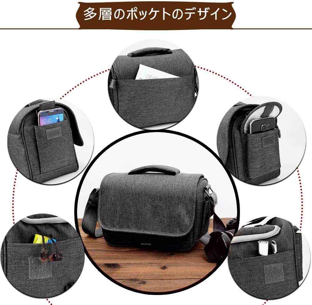 Qomolm Camera Case, SLR Camera Bag, Digital Camera Bag, Shoulder Bag, Waterproof, Water Repellent, For Nikon, Canon, Sony, Samsung, Etc., 2-Way, Multi-functional, Large Capacity, Unisex Camera Jacket,