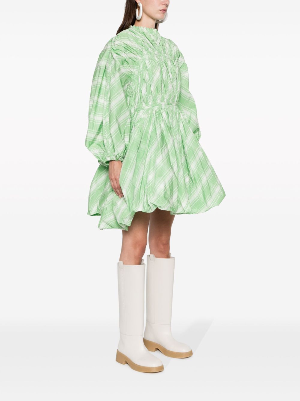 Jil Jil Sander Fashion Plaid Check Pattern Mini Dress - Image 4