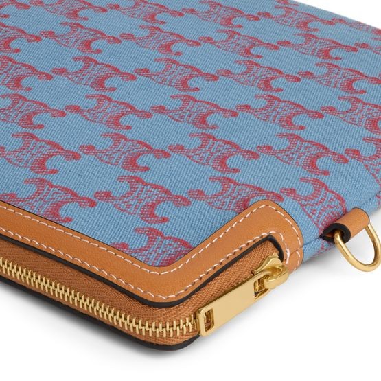 CELINE Small pouch with strap cuir Triomphe in textile with Triomphe all over - Image 4