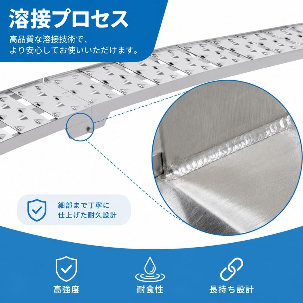 Aluminum Bridge Set of 2, Load Capacity 149.6 lbs (680 kg), Ladder Rail, Foldable, Bike Ramp, Aluminum Ladder, Claw Type Hook, Anti-Slip, Light Truck, Carriage, Farm Equipment, Dollies, Loading