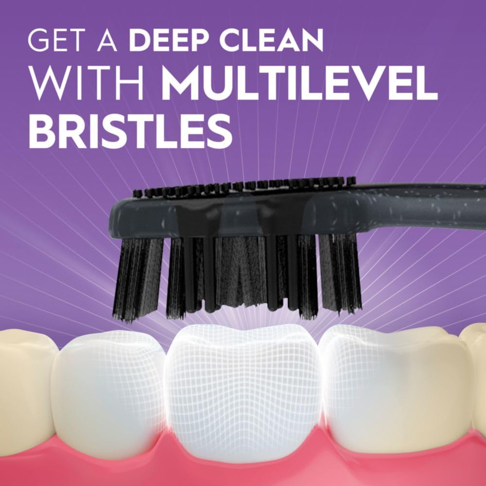 Oral-B - Cepillo de dientes manual 3D de carbón blanco, paquete de 2, cerdas medianas, cepillos blanqueadores de dientes para adultos