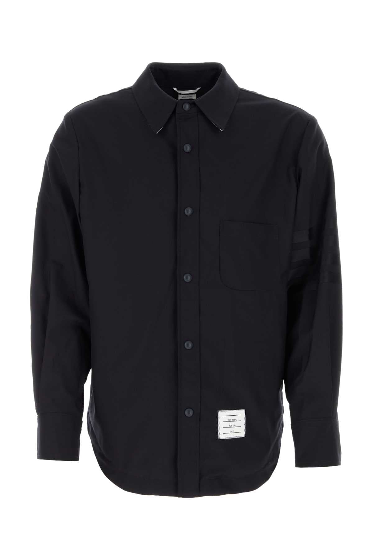 Thom Thom Browne Midnight Blue Wool Shirt - Image 4