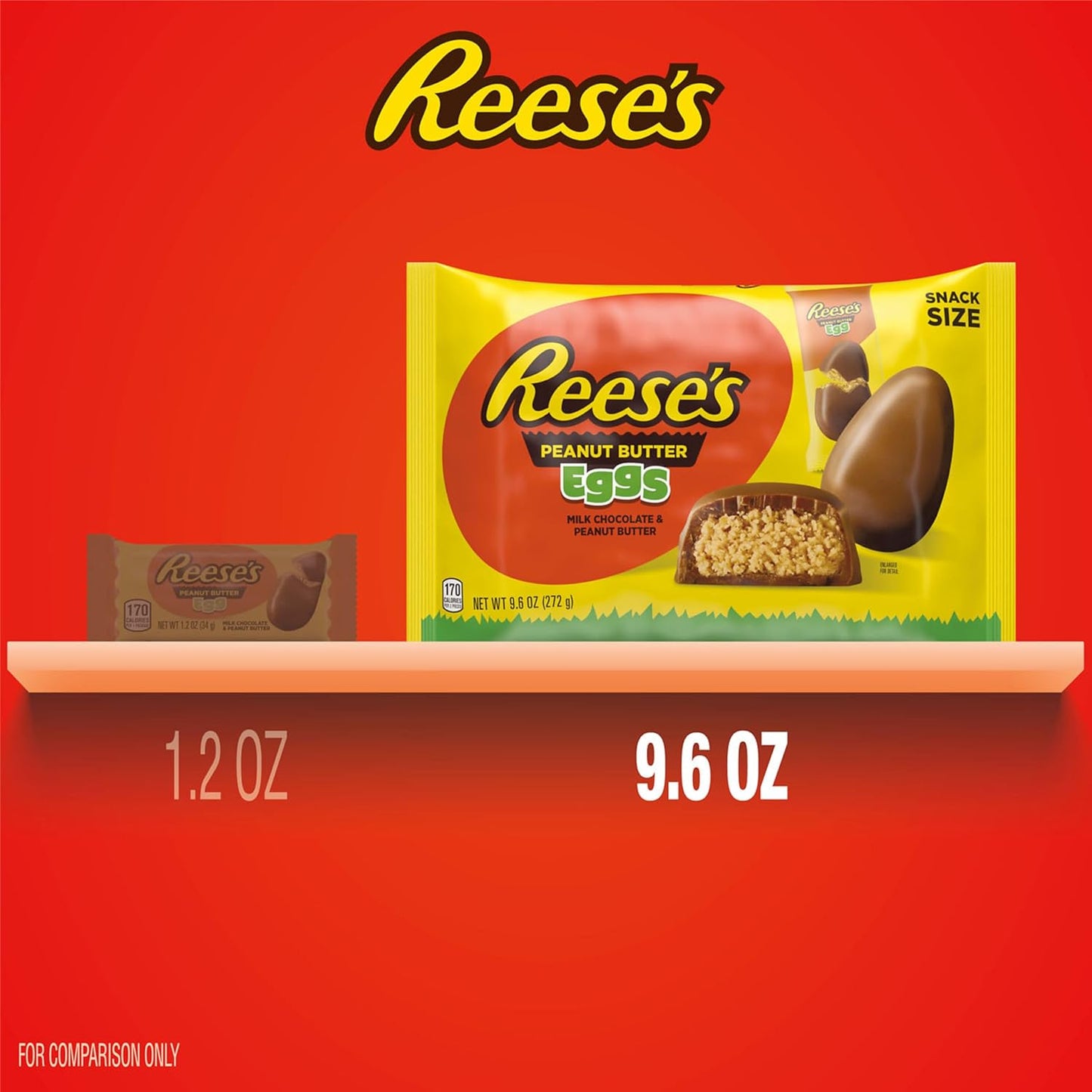 Reese's, Milk Chocolate Snack Size Peanut Butter Eggs, Easter Candy Bag, 9.6 Ounce