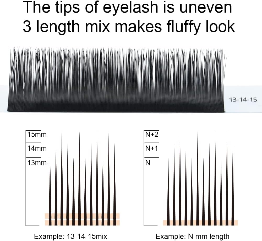 NAGARAKU 3D-6D Volume Eyelash Extensions 0.05mm D Curl 9-10-11mm Mixed Length Camellia Pandora Light and Long Lasting Eyelash