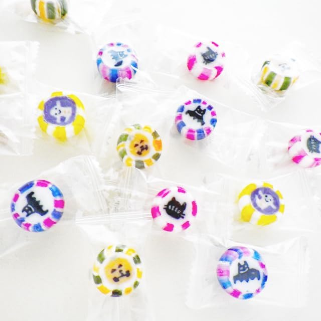 Halloween Candy, Pack of 50, Individual Packaging, 2024 Edition, 4 Types of Mix, Confectionery, Halloween Candy, Gold Fan