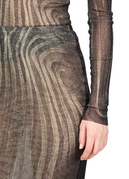 JEAN PAUL GAULTIER Spiral printed mesh long skirt - Image 4