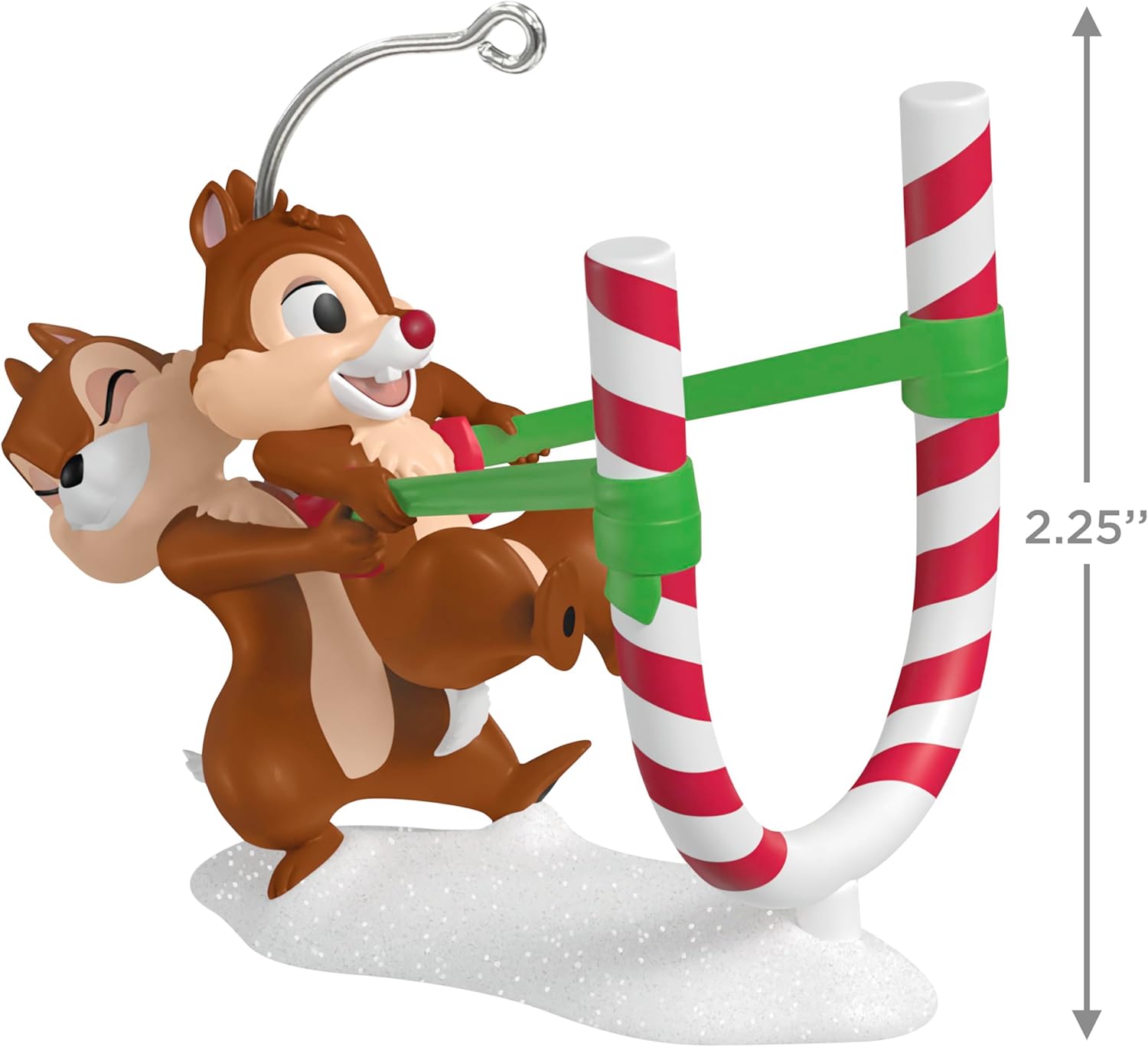 Hallmark Keepsake Adorno de Navidad 2025, catapulta de bastón de caramelo de Disney Chip y Dale, regalos para fanáticos de Disney